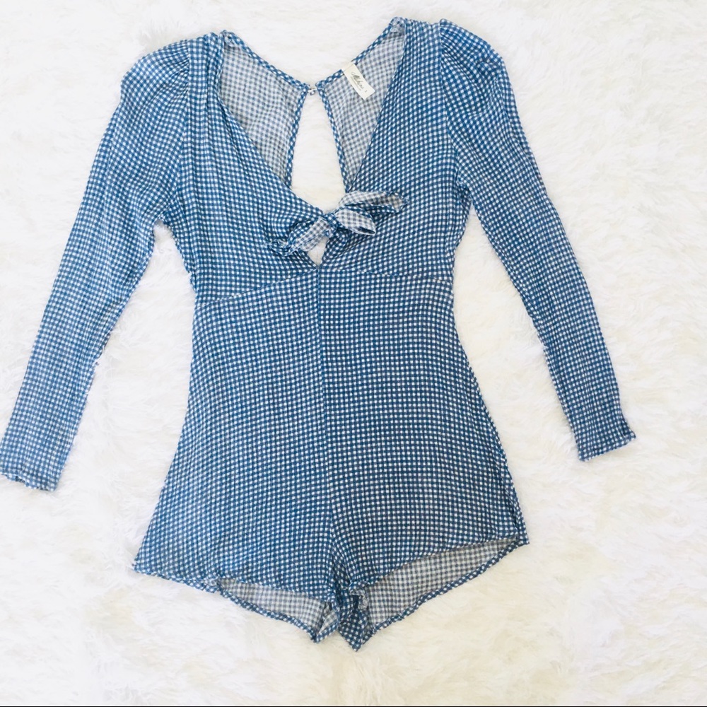 Mahina Hawaii Blue and White Checkerboard Romper